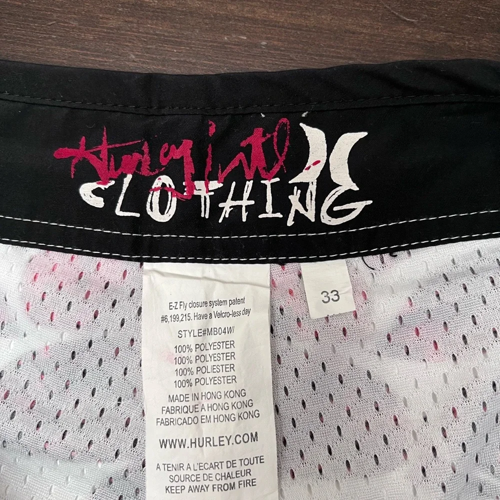 Hurley White Swim Shorts with Red and Black Floral Print